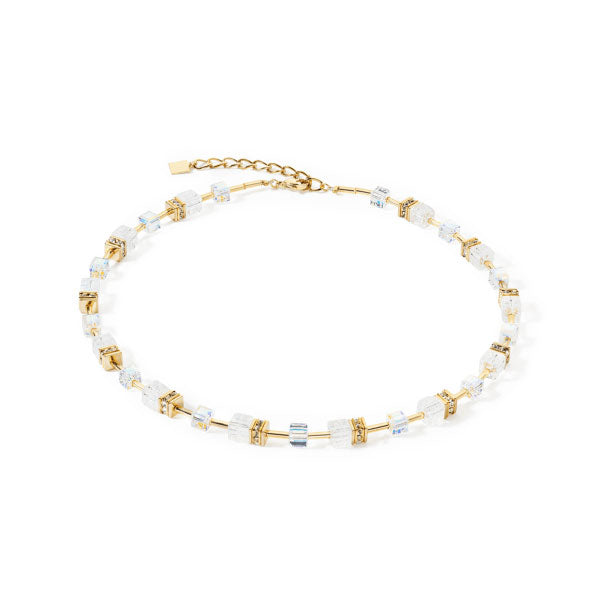 Coeur de Lion GeoCUBE® Iconic Nature White-Gold Necklace
