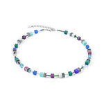 Coeur de Lion GeoCUBE® Iconic Turquoise-Purple Necklace