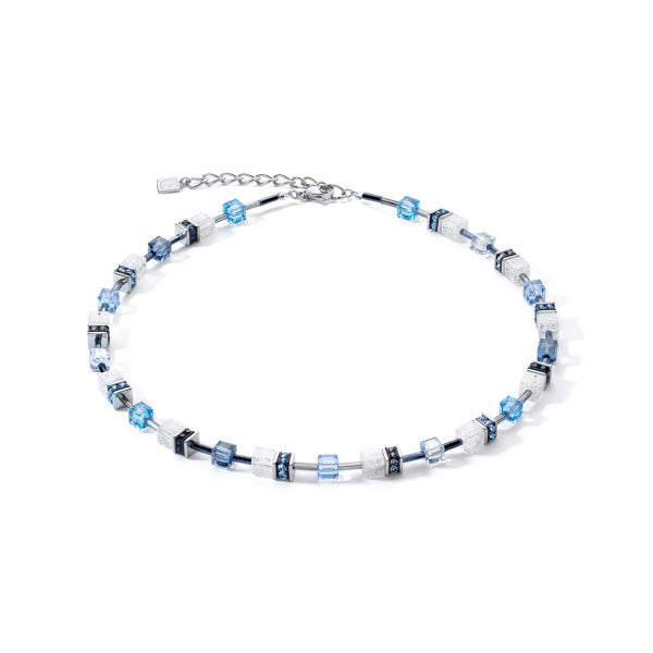 Coeur de Lion GeoCUBE® Iconic Nature Blue White Necklace