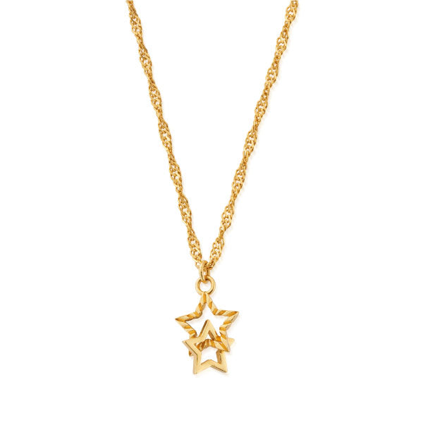 Chlobo Twisted Rope Chain Interlocking Star Necklace Gold
