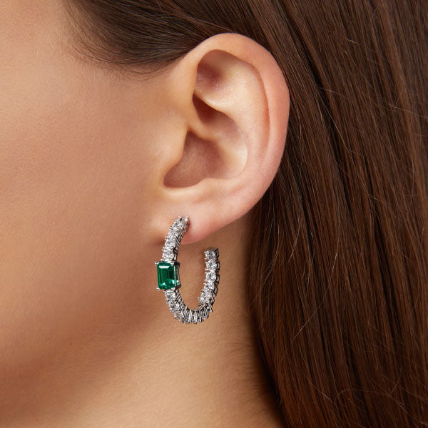 Chiara Ferragni Emerald Hoop Earrings