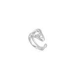 Ania Haie Silver Twisted Wave Wide Adjustable Ring