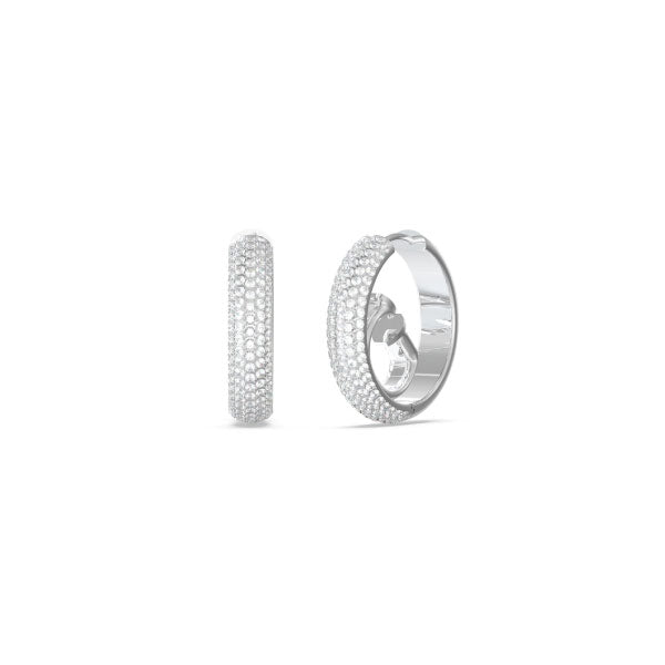 Guess Crazy G Logo CZ Pave Silver Tone Earrings