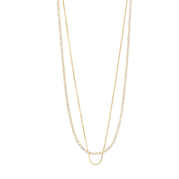 Pilgrim MILLE crystal necklace 2-in-1 gold-plated
