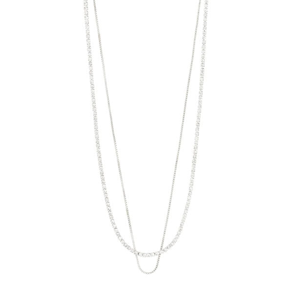 Pilgrim MILLE crystal necklace 2-in-1 silver-plated