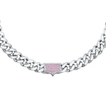 Chiara Ferragni Chain with Pink Pave Tag Necklace
