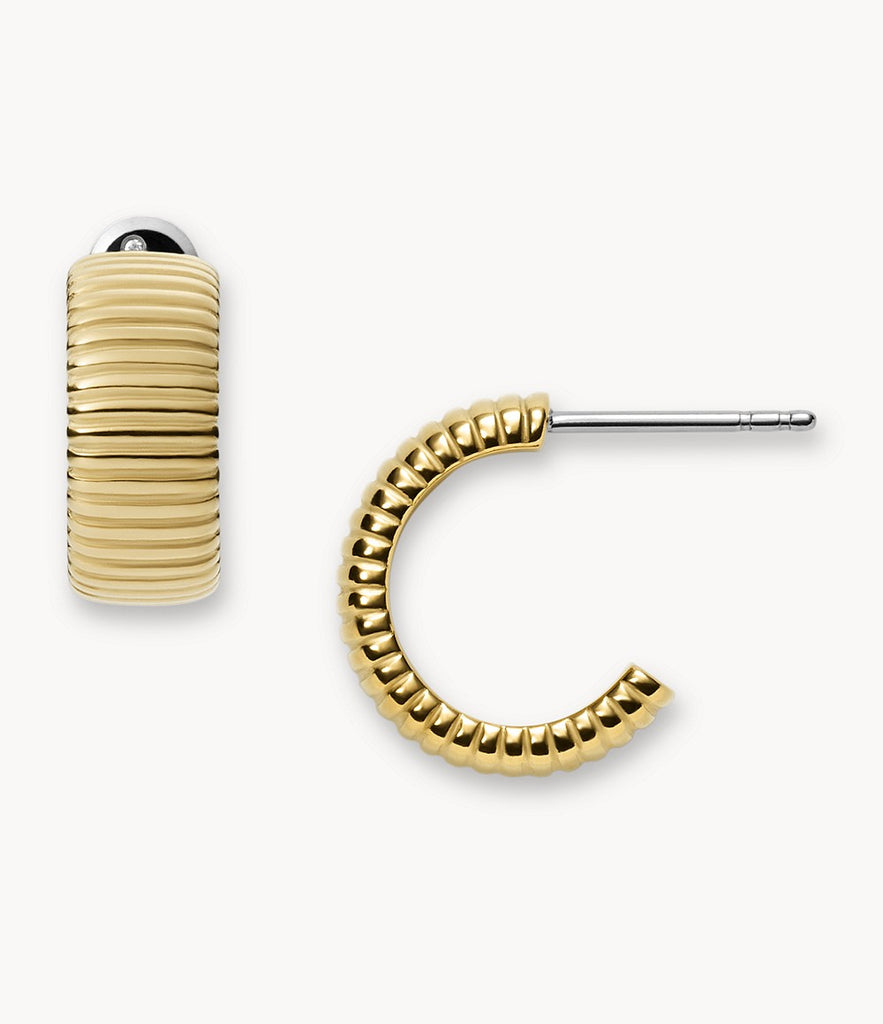 Fossil Gold-Tone Brass Heart Hoop Earrings — Bogart's Jewellers