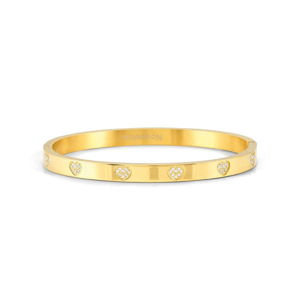 Nomination Bangle Pave Hearts Gold