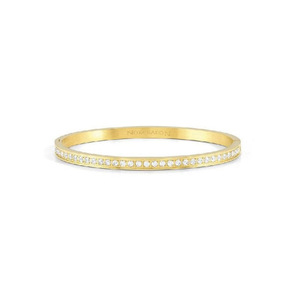 Nomination Gold Plated Pave Half Set White Cubic Zirconia Bangle