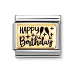 Nomination Classic Gold & Black Happy Birthday Charm