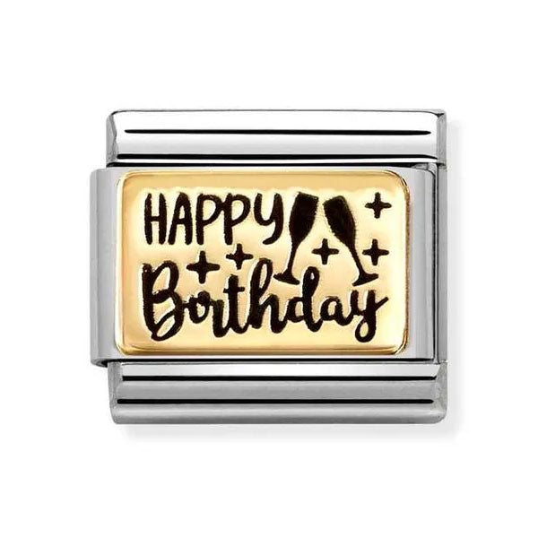 Composable Classic PLATES (IC) in steel and 18k gold Happy Birthday