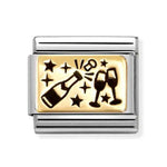 Nomination Classic Gold & Black Champagne Glasses Charm