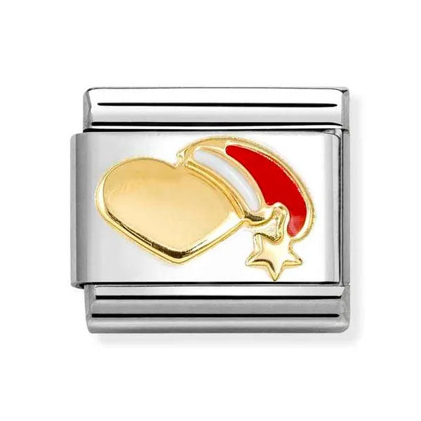 COMPOSABLE Classic CHRISTMAS in stainless steel with enamel and 18k gold Heart with RED hat