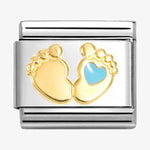 Nomination Classic Gold Blue Baby Feet Charm