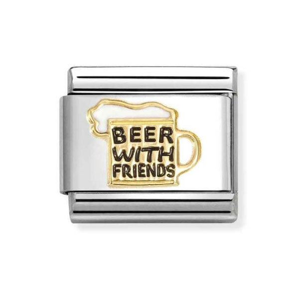 Composable Classic SYMBOLS steel, enamel and 18k gold Beer with friends