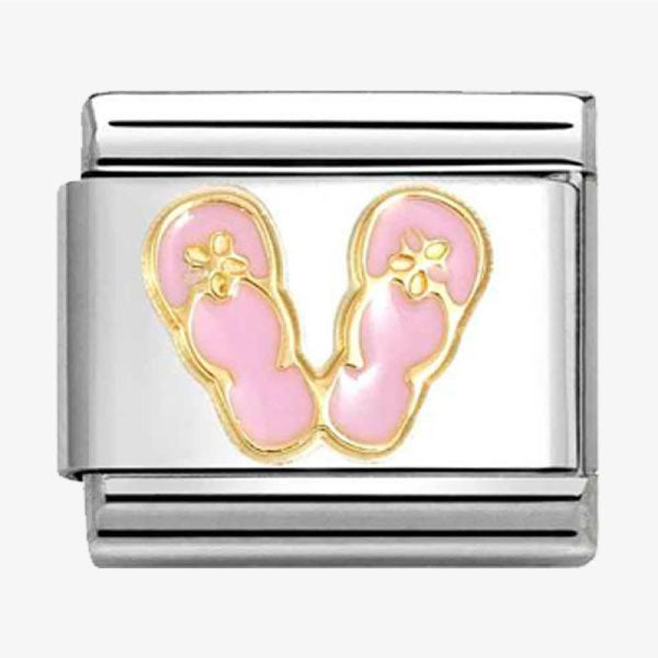 Nomination Classic Gold Pink Flip Flops Charm