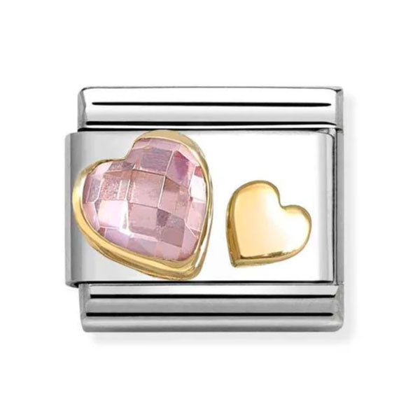 Nomination Classic Double Hearts With Pink CZ Charm