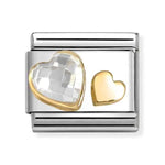 Nomination Classic Double Hearts With White CZ Charm