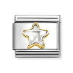 Comp. Classic C.Z. FACETED STAR in steel, 750 gold White