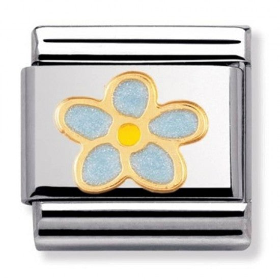 COMPOSABLE Classic NATURE in stainless steel with enamel and 18k gold Forget-me-nots