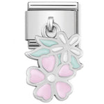 Composable Classic CHARMS steel, 925 sterling silver and enamel Double flower