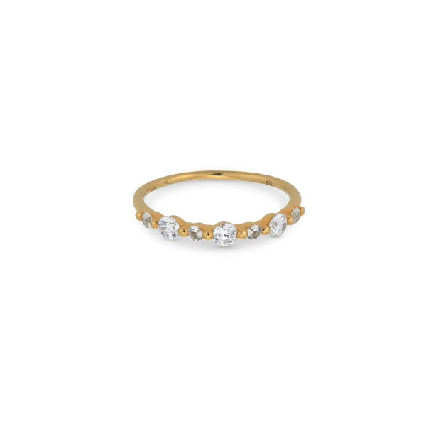 Gold 7 CZ Stone Ring Sze 54