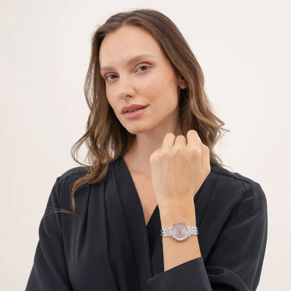 Lucia Pink Dial Silver Watch