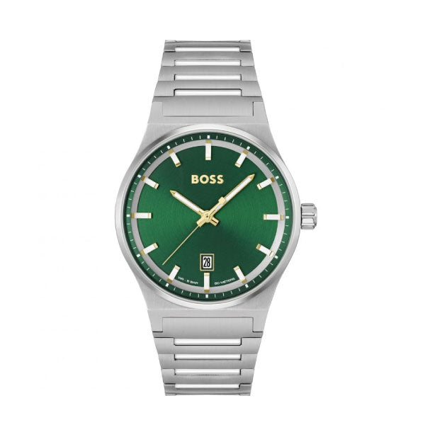 Hugo Boss Candor Green Dial Stainless Steel Watch