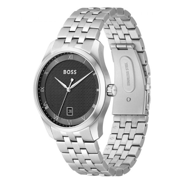 Hugo Boss Principle Black Dial Stainless Steel Watch