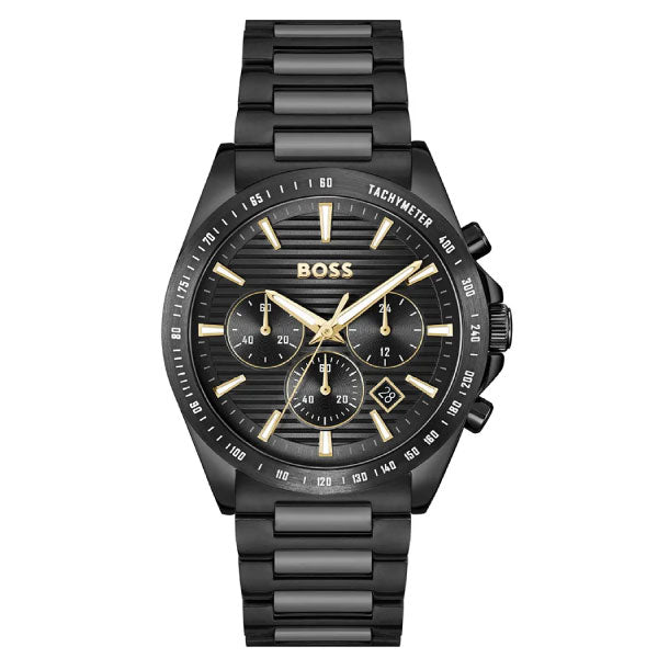 Strike Chronograph Black Steel Mens Watch