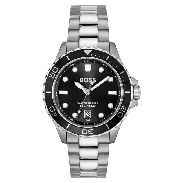 Troper Sport Stainless Steel Black Dial Mens Watch