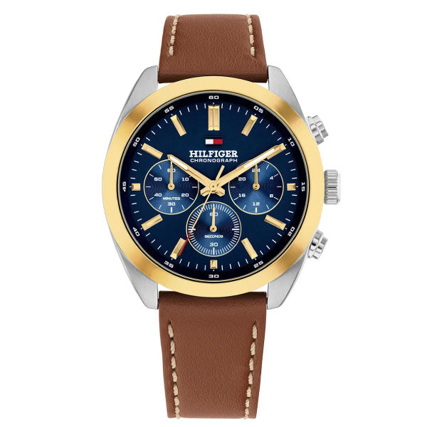 Hudson Brown Leather Blue Dial Mens Watch