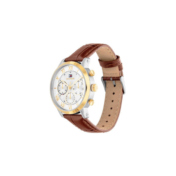 Oxford Brown Leather Silver and Gold Mens Watch