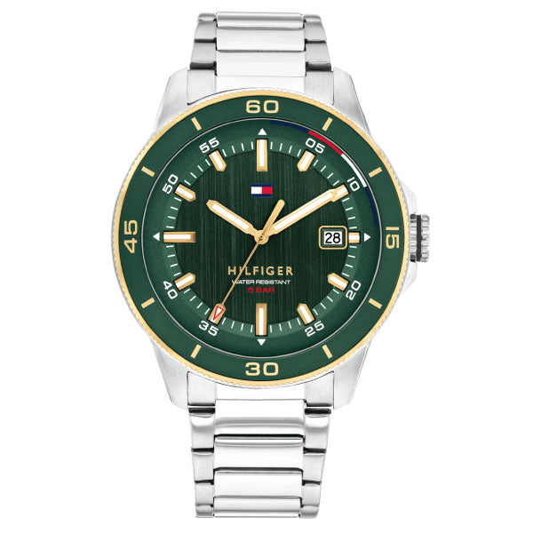 Remy Green Dial Silver and Gold Mens Watch
