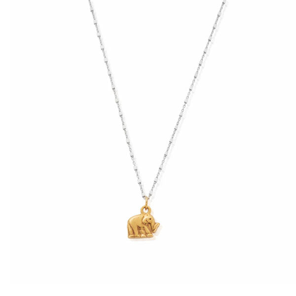 Gold & Silver Delicate Cube Chain Elephant Necklace