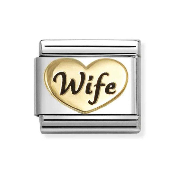 18k Gold with Enamel Wife Heart Link