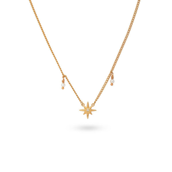 24Kae Star with pearl chain Gold