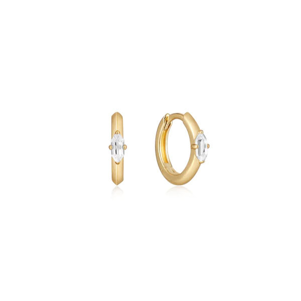 Ania Haie Gold Sparkle Emblem Huggie Hoop Earrings