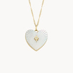 Fossil Locket Collection White Mother of Pearl Heart Necklace