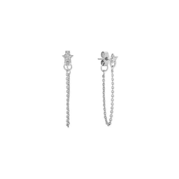Silver Radiant Essence Chain Stud Earrings