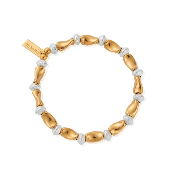 Gold & Silver Twisted Disc Bracelet
