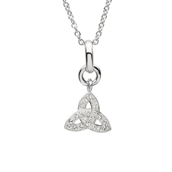 Sterling Silver Crystal Set Trinity Knot Necklace