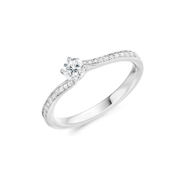 18ct White Gold 0.50ct Round Brilliant Cut Solitaire Natural Diamond Engagement Ring