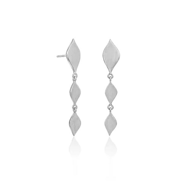 Lustre & Love Thalia Triple Drop Earrings in Sterling Silver Satin Finish