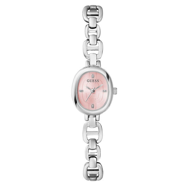 Vivian Silver Watch with Pink Face
