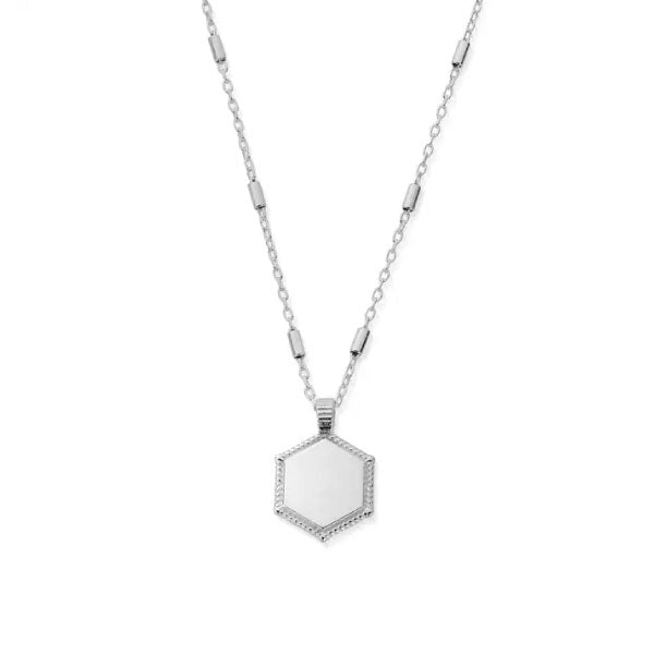 Chlobo Engravable Hexagon Coin Necklace Silver