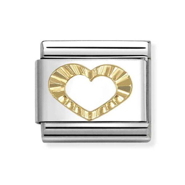 18k Gold Diamond Cut Heart Profile Link