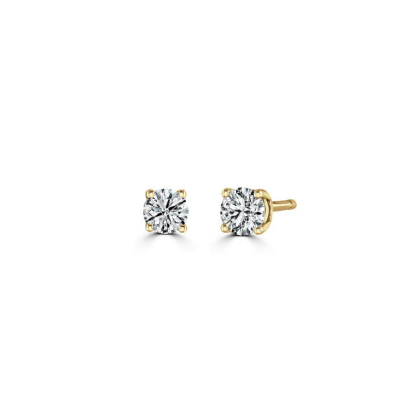 9ct Yellow Gold 0.50ct Round Brilliant Cut Lab Diamond Stud Earrings