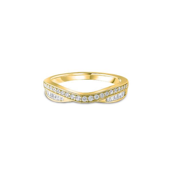 9ct Yellow Gold Mixed Cut 0.25ct Entwined Double Row Diamond Ring