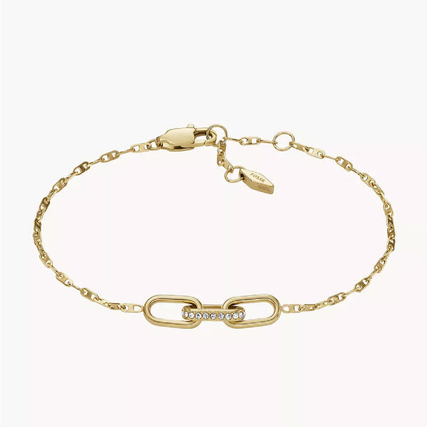 Fossil Heritage D-Link Gold-Tone Stainless Steel Chain Bracelet